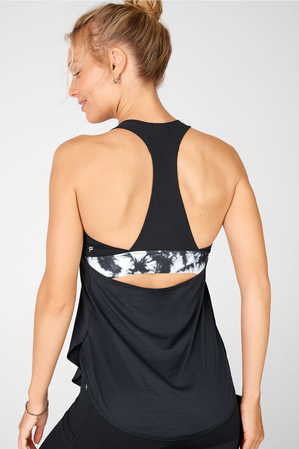 ECO-CONSCIOUS BUILT-IN BRA TANK - BLACK/STATIC